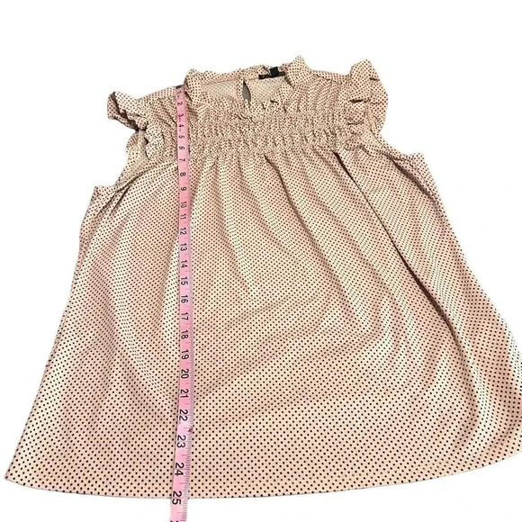 Adrianna Papell Women's Light Pink Polka Dot Smocked Ruffle Blouse M - Picture 4 of 7